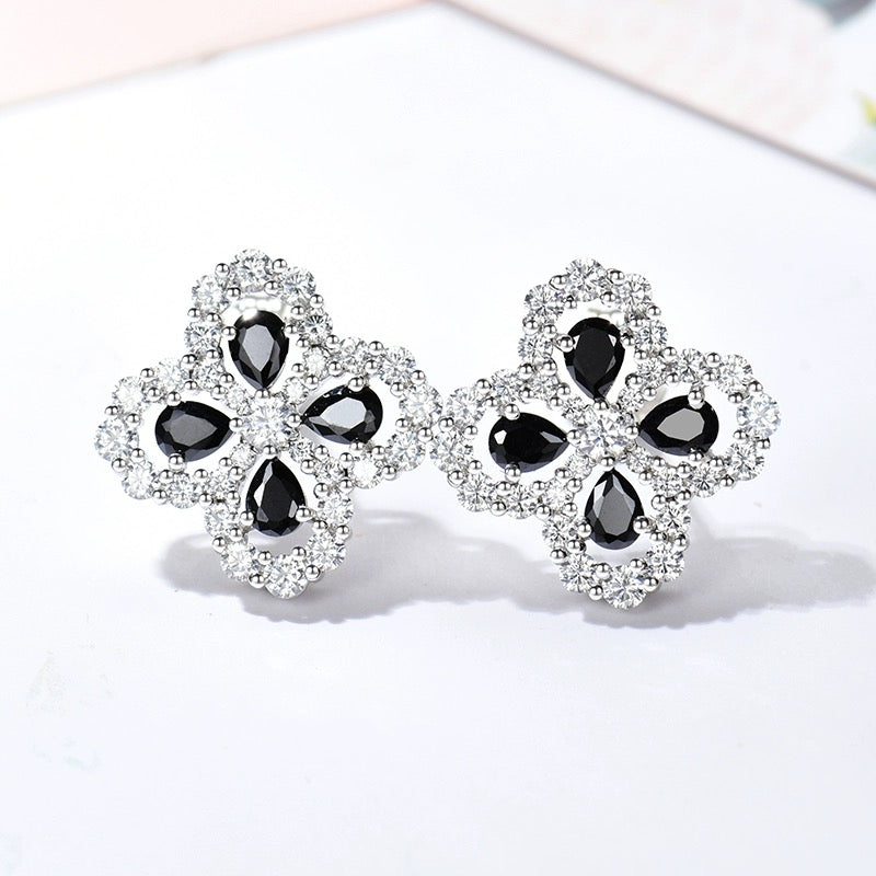 DIANA LOOP EARRINGS FULL MOTIF DIAMOND 16MM SILVE