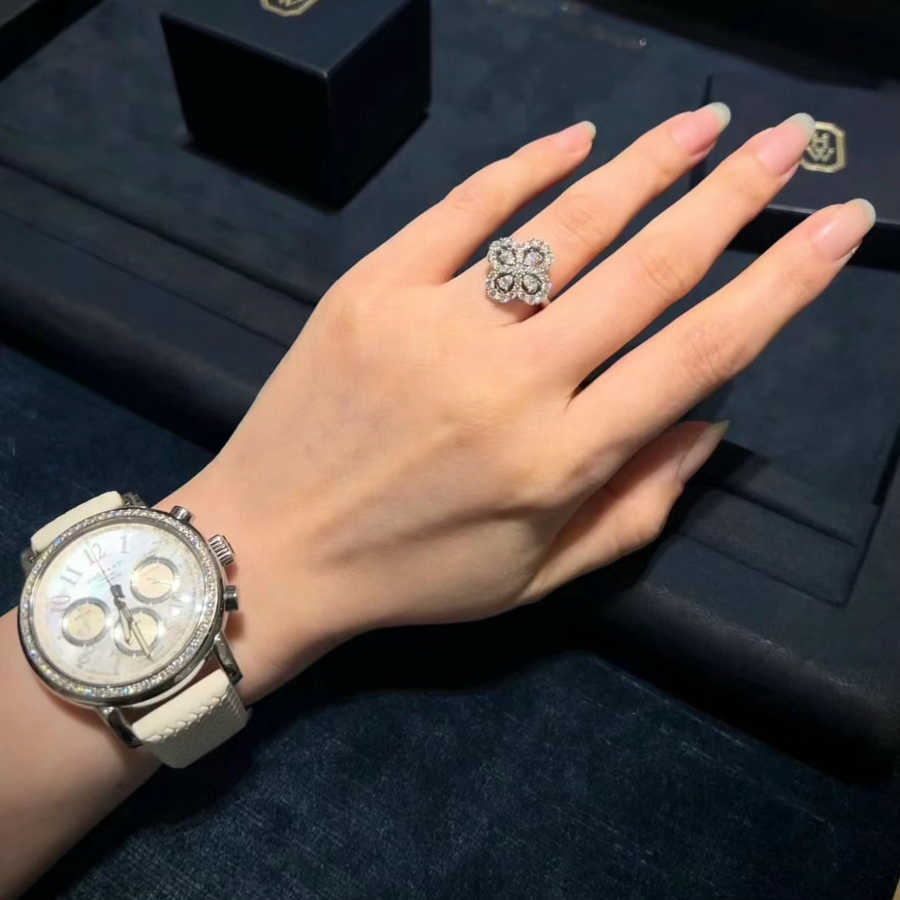 DIANA LOOP RING FULL MOTIF DIAMOND 16MM SILVE