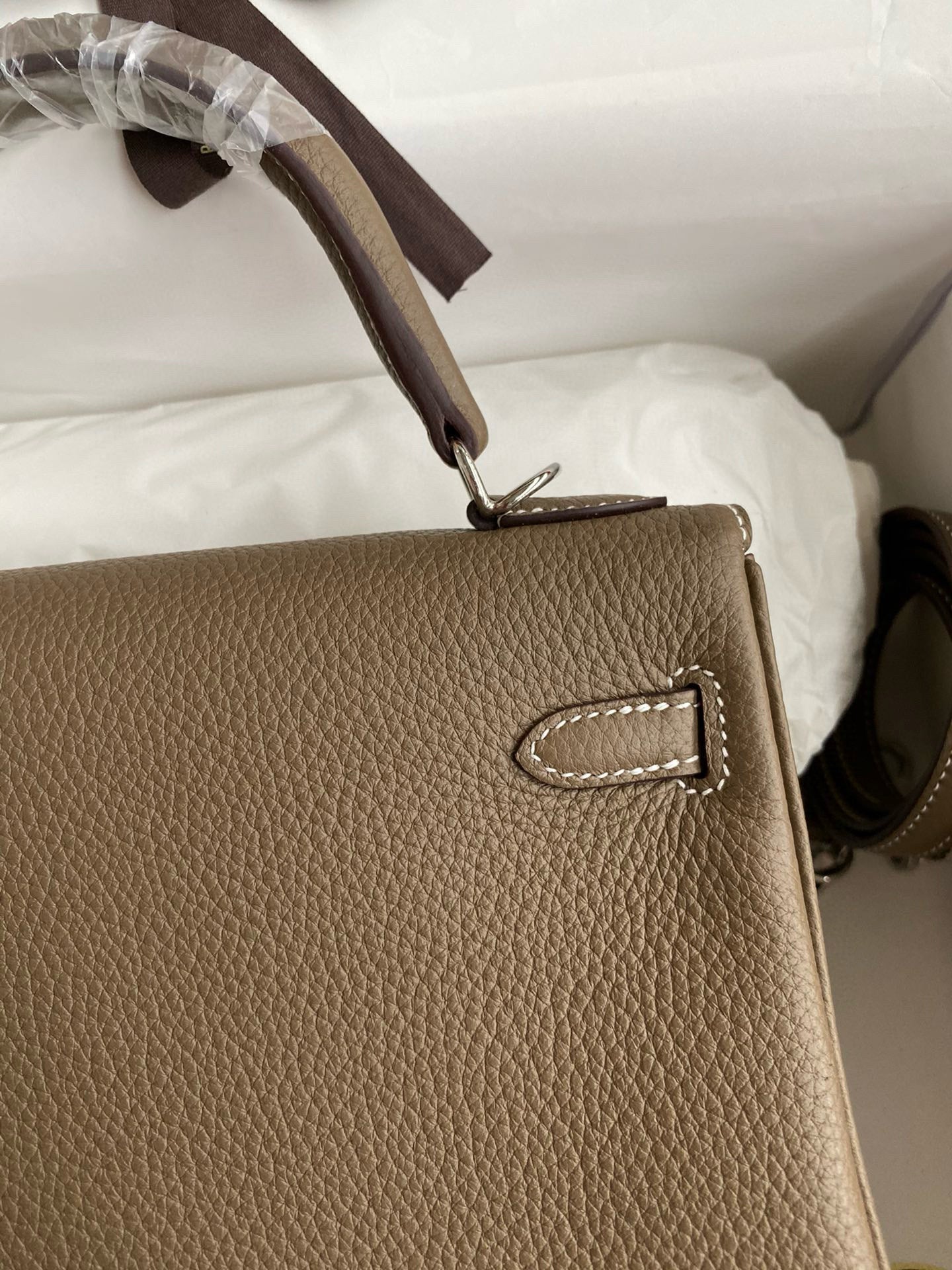 HM KELLY 28CM BROWN TOGO SILVER HARDWARE