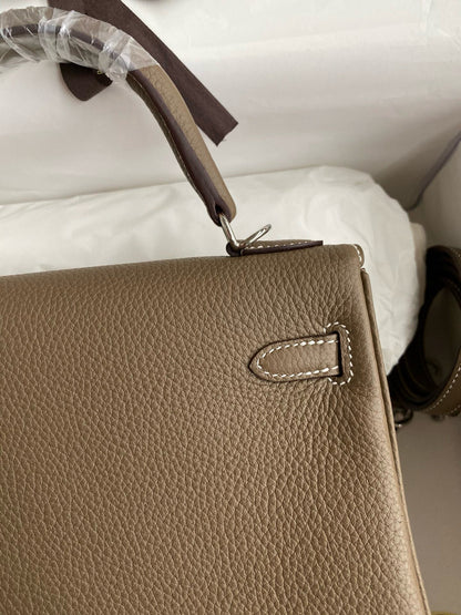 HM KELLY 28CM BROWN TOGO SILVER HARDWARE