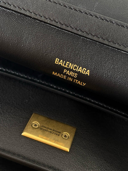 Balencia Tote Bag Black Calfskin Gold Hardware