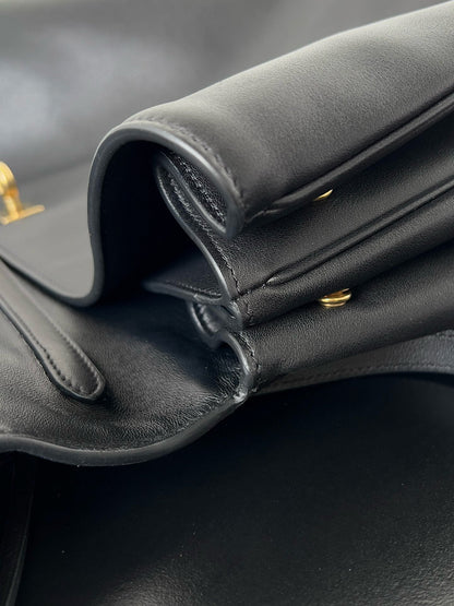 Balencia Tote Bag Black Calfskin Gold Hardware