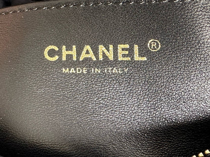 CC 24K Hobo Bag 23cm Black Shiny Lambskin