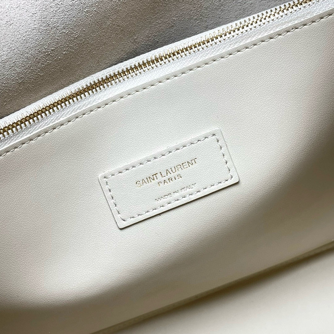 Le 5 a 7 Supple Large hobo bag in ivory leather ghw