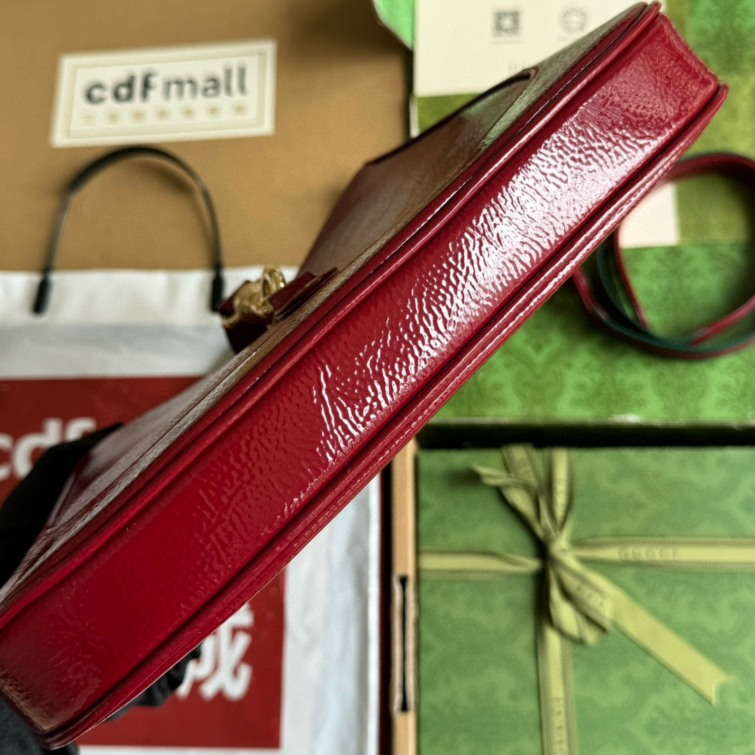 GG JACKIE MINI 19 SHOULDER BAG IN DARK RED CALFSKIN