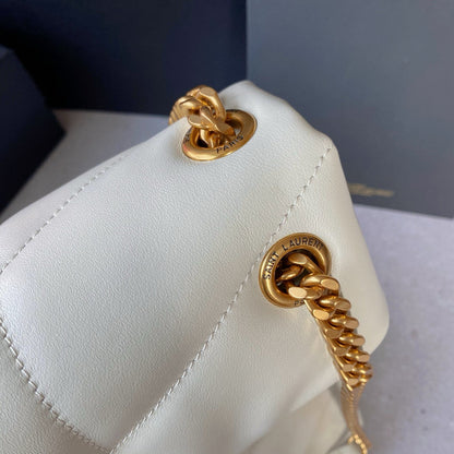 Loulou Puffer 35cm White Quilted Lambskin Bag Ghw