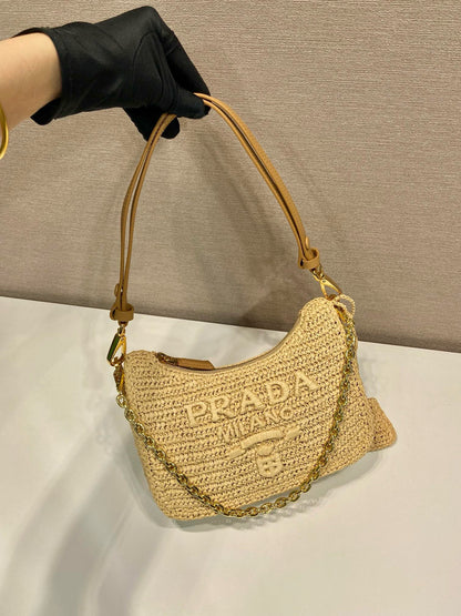 Pra Re-edition crochet mini-bag 22cm beige leather best version
