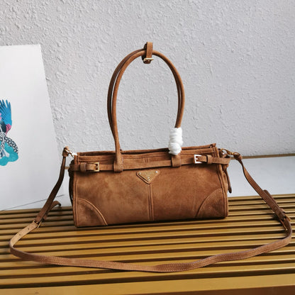pra medium 32cm brown suede tote bag