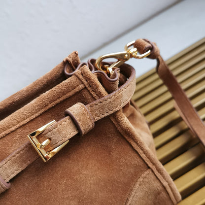 pra medium 32cm brown suede tote bag