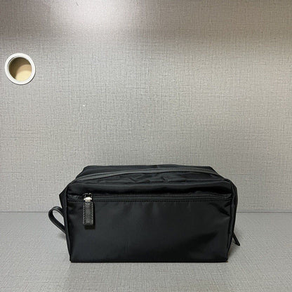 PRA CLUTCH 26 IN BLACK RE-NYLON AND SAFFIANO LEATHER