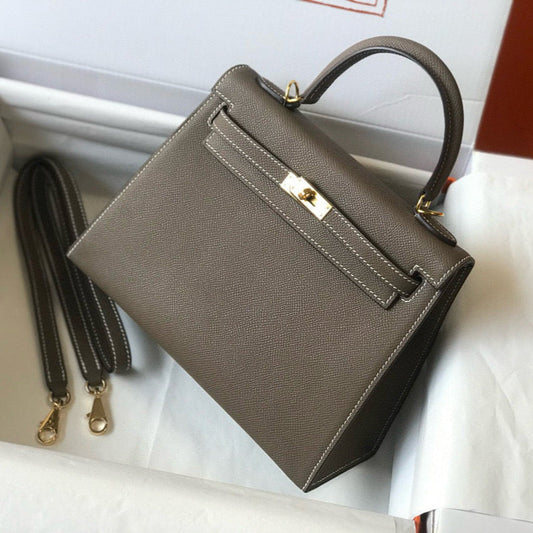 HM KELLY 25 ETOUPE EPSOM LEATHER GOLD HARDWARE