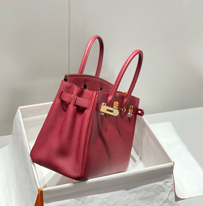 HM BIRKIN 25CM BURGUNDY CALFSKIN GOLD HARDWARE