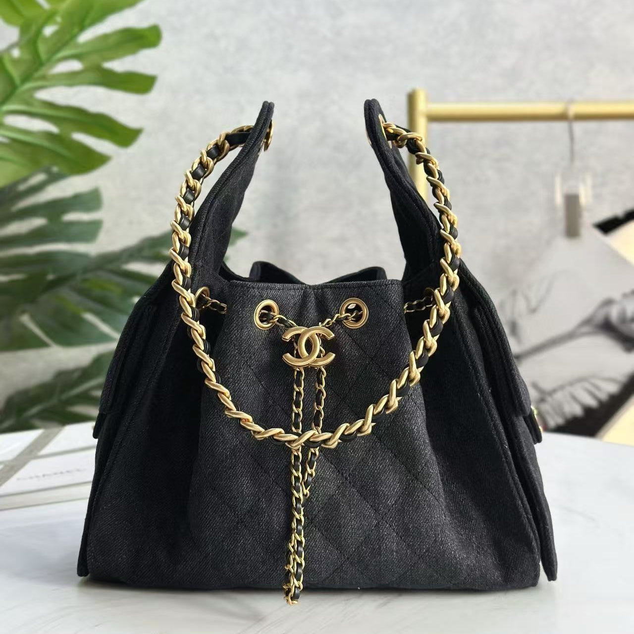 CC 25C Hobo Bag 30cm Black Denim