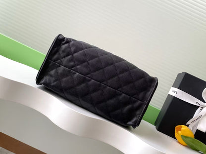 CC 25C Hobo Bag 30cm Black Grained Calfskin