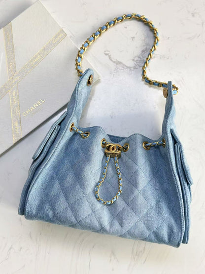 CC 25C Hobo Bag 30cm Light Blue Denim