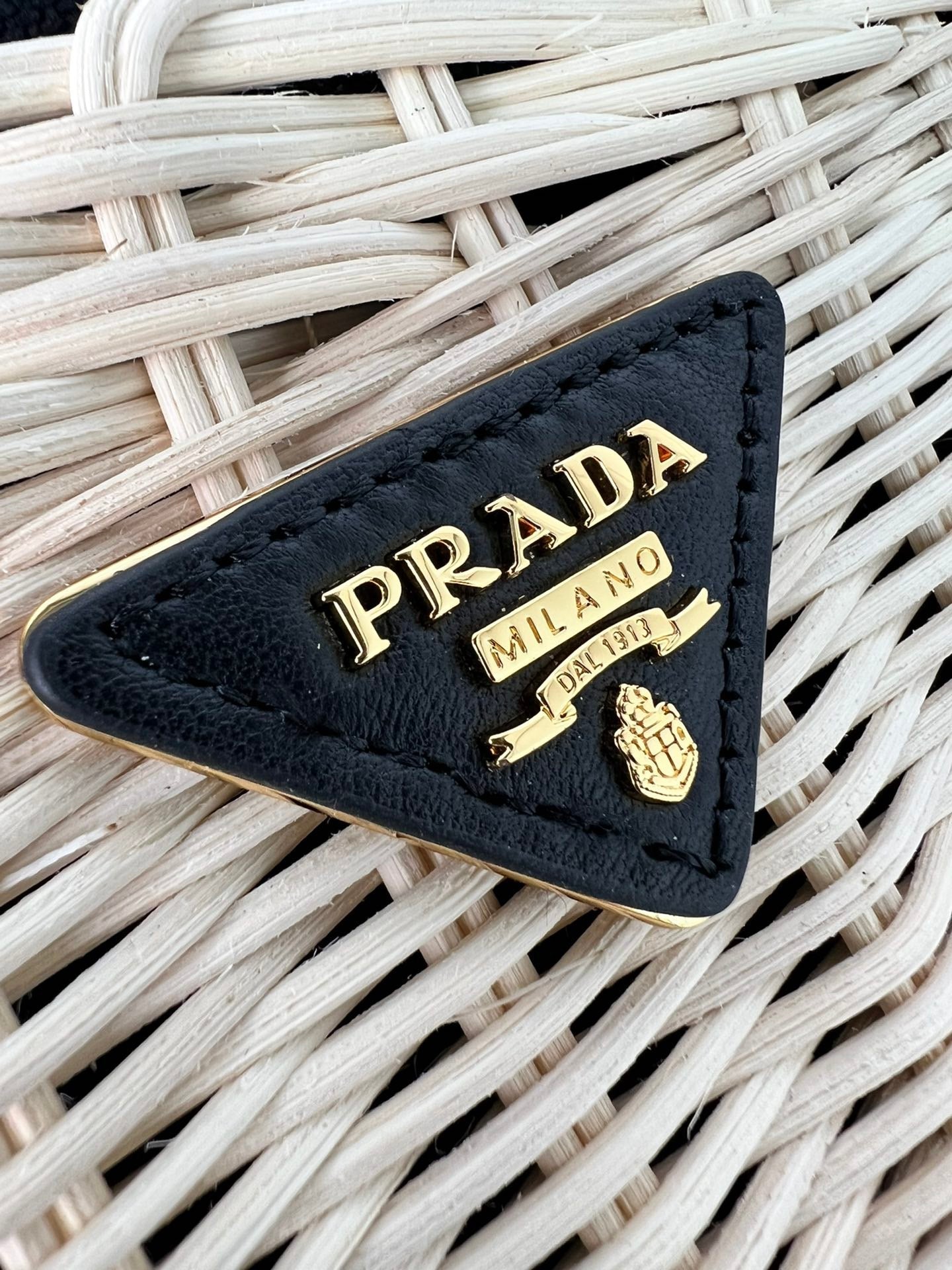 pra medium 26cm black wicker and linen blend tote bag