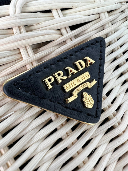 pra medium 26cm black wicker and linen blend tote bag