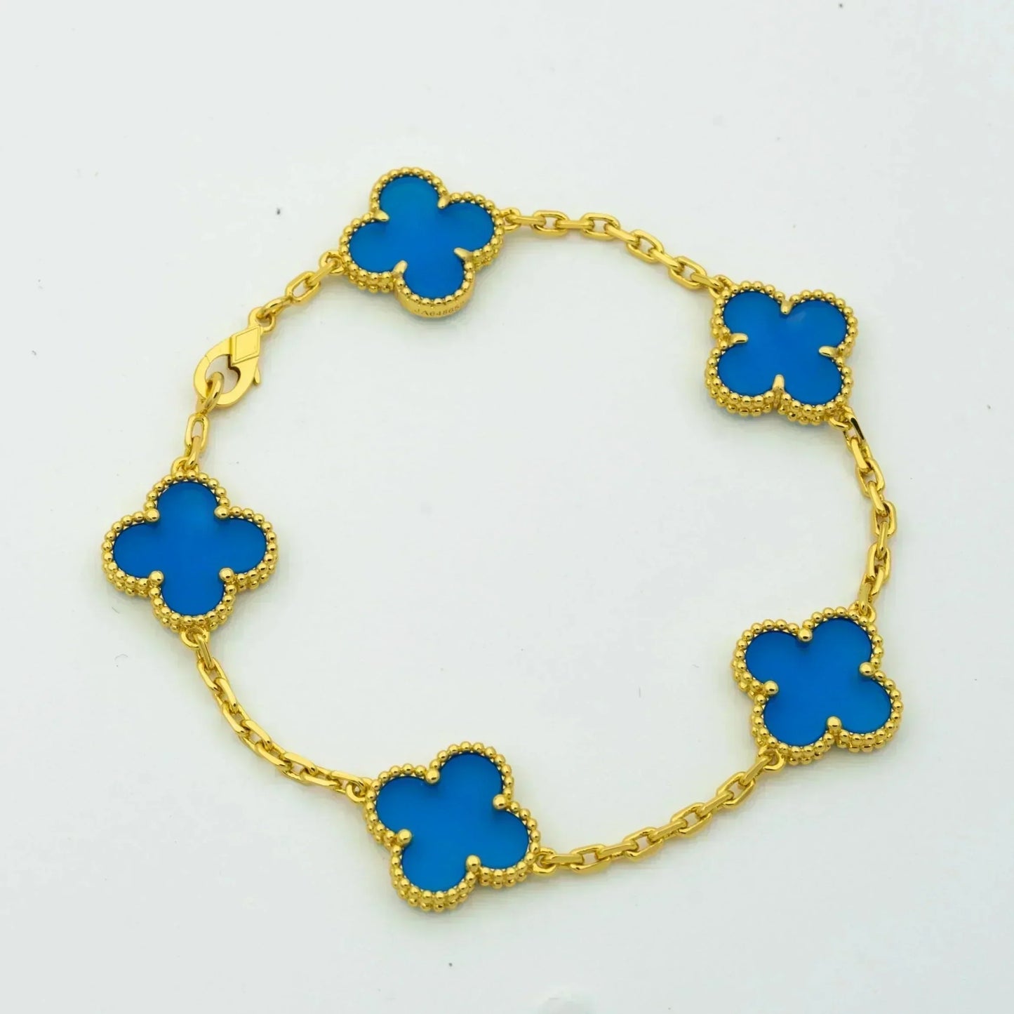 DIANA CLOVER 5 MOTIFS BLUE AGATE BRACELET