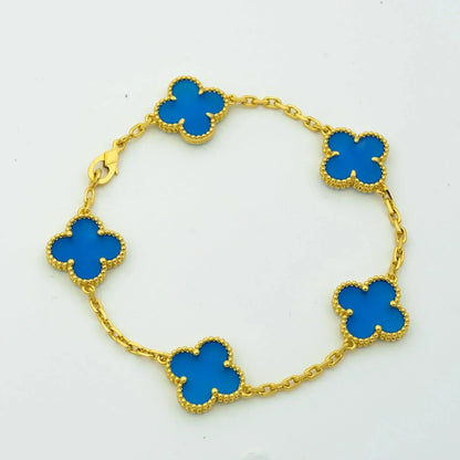 DIANA CLOVER 5 MOTIFS BLUE AGATE BRACELET