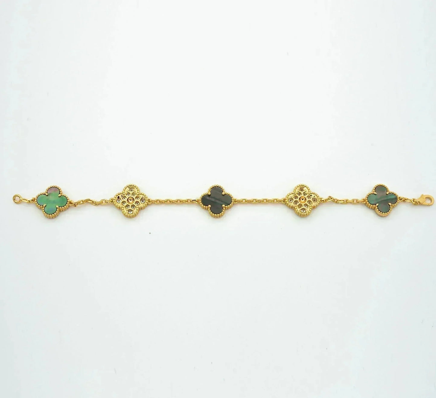 DIANA CLOVER 5 MOTIF GRAY MOP DIAMOND BRACELET