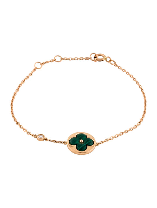 DIANA SUN MALACHITE 1 DIAMOND PINK GOLD BRACELET