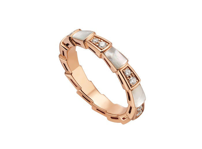 DIANA SERPENTI RING PINK GOLD DIAMOND MOP 3MM