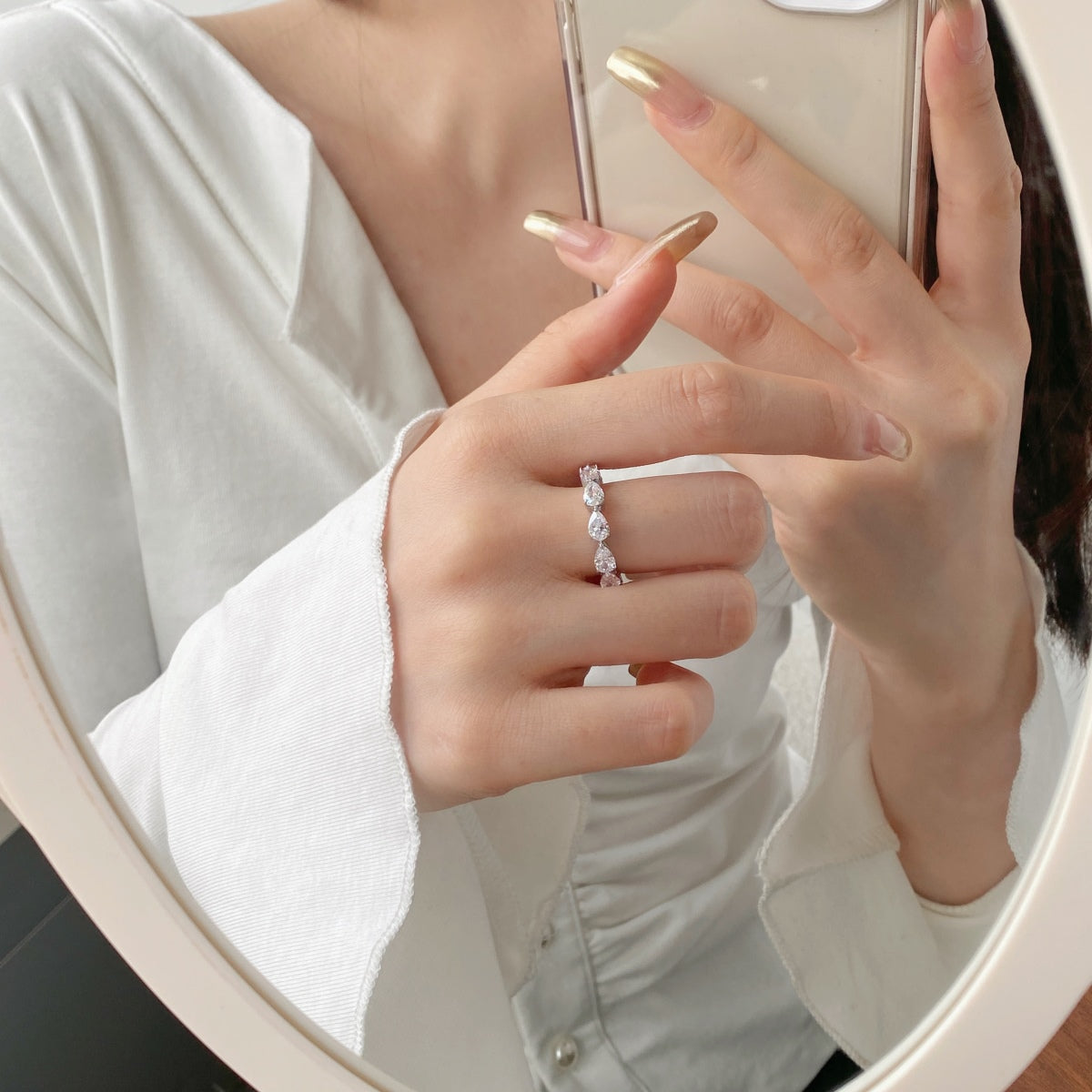 [HOT]Exquisite Pear Cut Tennis Ring