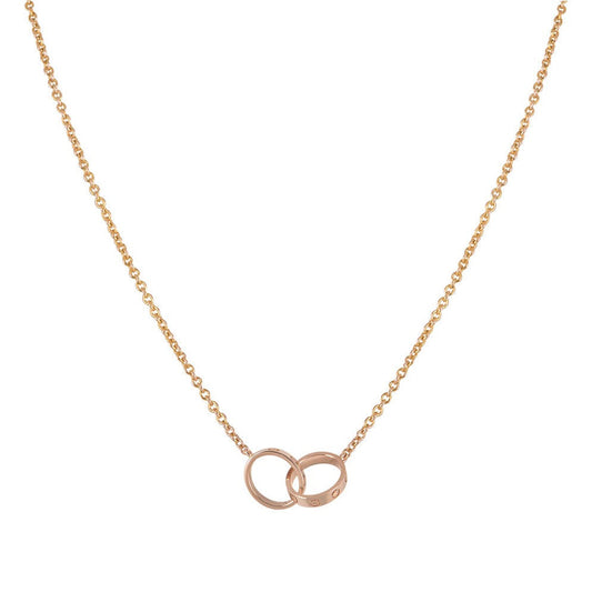 DIANA LOVE NECKLACE DOUBLE RING PINK GOLD
