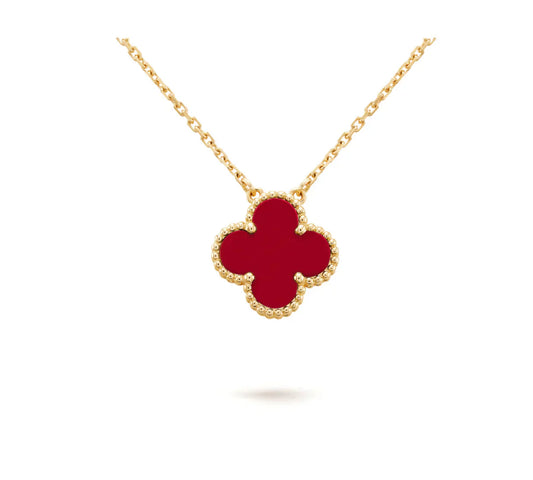 DIANA CLOVER 15MM CARNELIAN SINGLE FLOWER NECKLACE