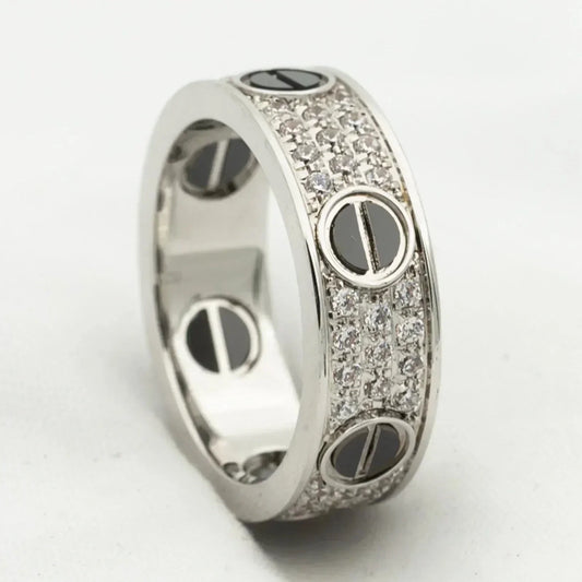 DIANA LOVE RING 5.5MM DIAMONDS PAVED CERAMIC