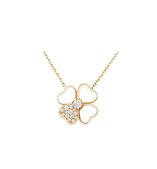 DIANA CLOVER MOP DIAMOND ROSE GOLD NECKLACE