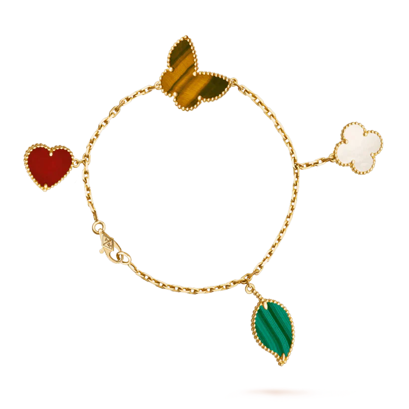 DIANA LUCKY SPRING 5 MOTIF GOLD BRACELET