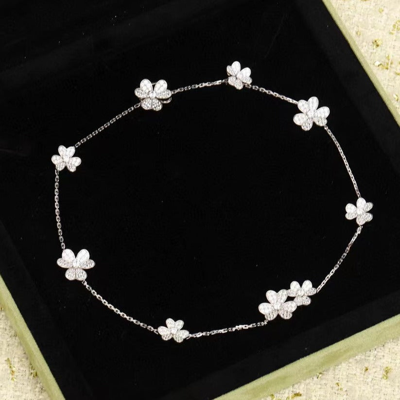 DIANA FRIVOLE SILVER 9 FLOWERS NECKLACE