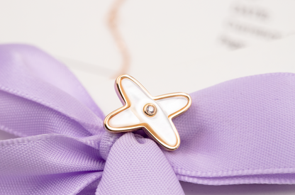 DIANA JEUX DE WHITE MOP PINK GOLD DIAMOND EARRINGS