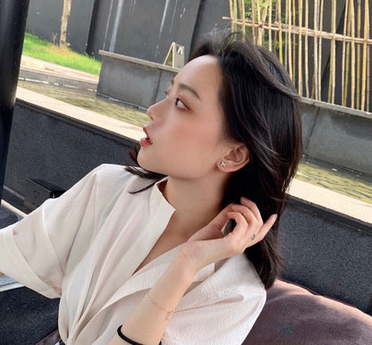 DIANA JEUX DE WHITE MOP ROSE GOLD DIAMOND EARRINGS