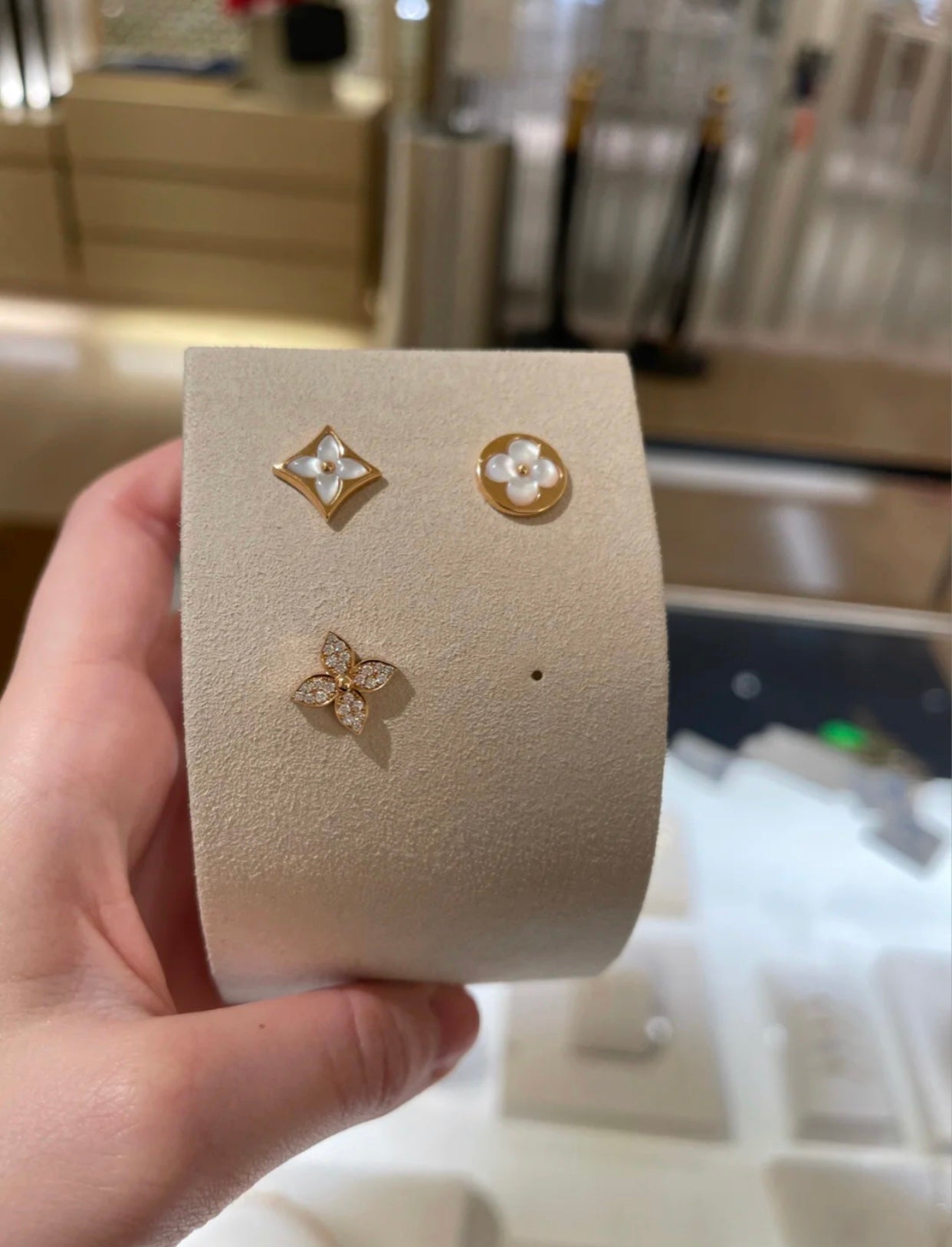 DIANA STAR BLOSSOM STUD EARRINGS PINK GOLD DIAMONDS