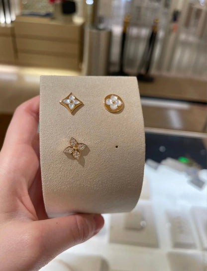 DIANA STAR BLOSSOM STUD EARRINGS PINK GOLD DIAMONDS