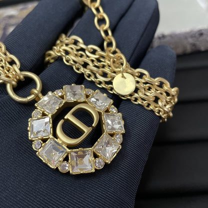 PETIT CD NECKLACE GOLD-FINISH METAL WITH WHITE AND SILVER