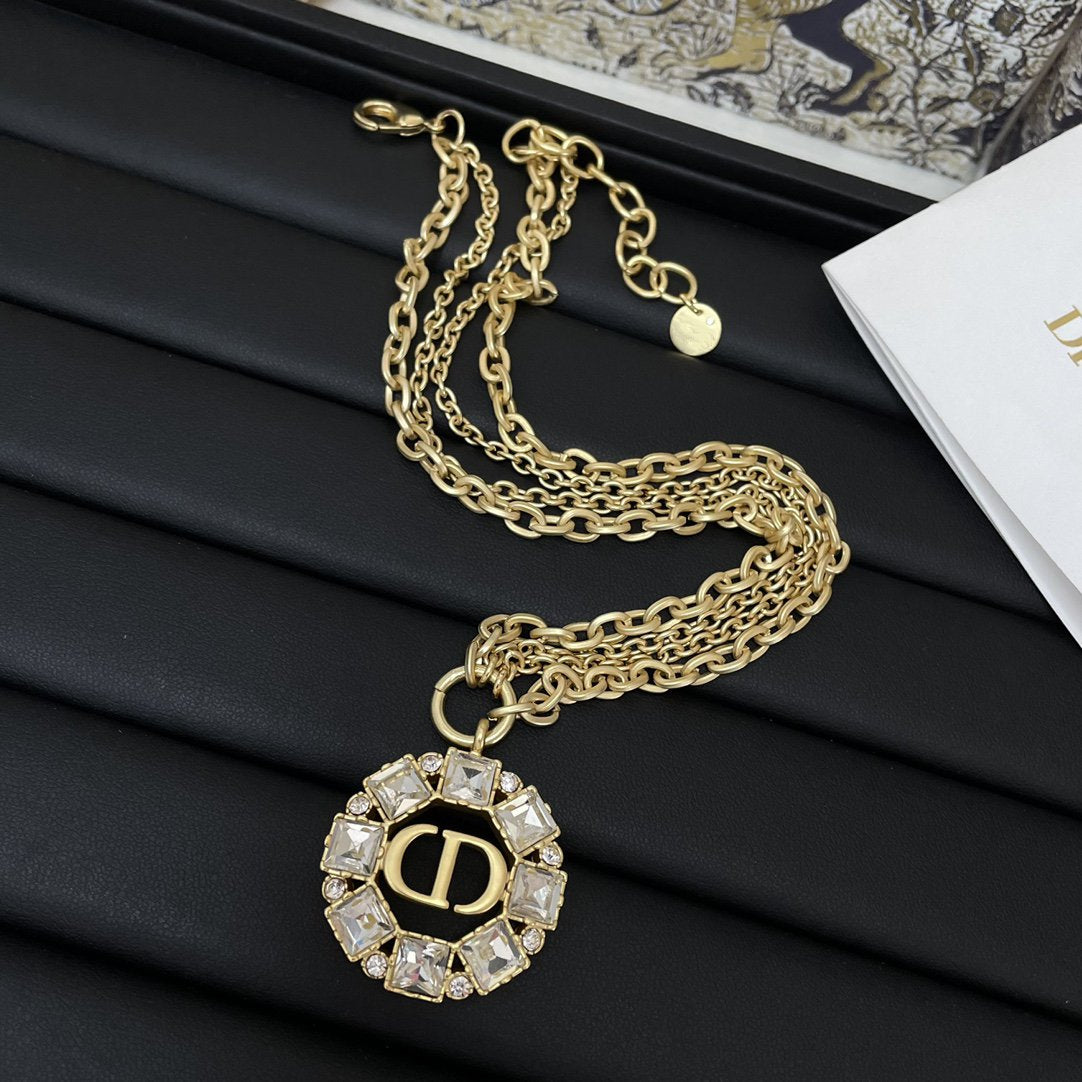 PETIT CD NECKLACE GOLD-FINISH METAL WITH WHITE AND SILVER