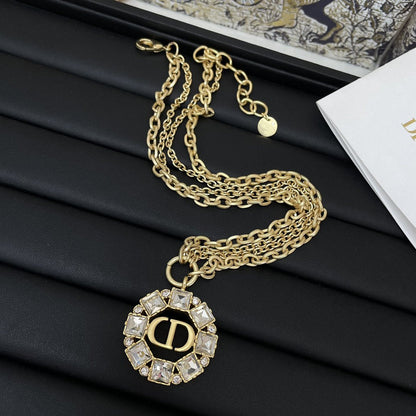 PETIT CD NECKLACE GOLD-FINISH METAL WITH WHITE AND SILVER