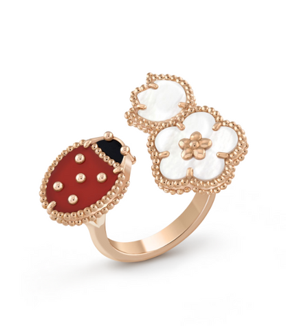 DIANA LUCKY 3 MOTIF ROSE GOLD RING