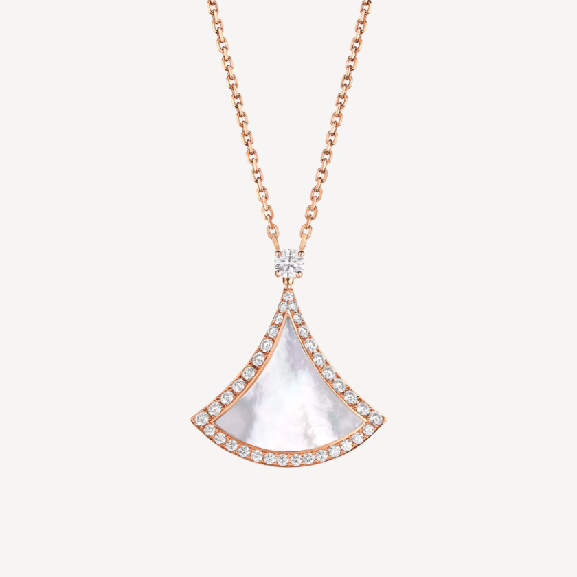 DIANA DREAM MOP DIAMOND PAVED PINK GOLD NECKLACE