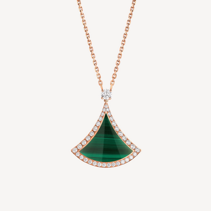 DIANA DREAM MALACHITE DIAMOND PAVED PINK GOLD NECKLACE