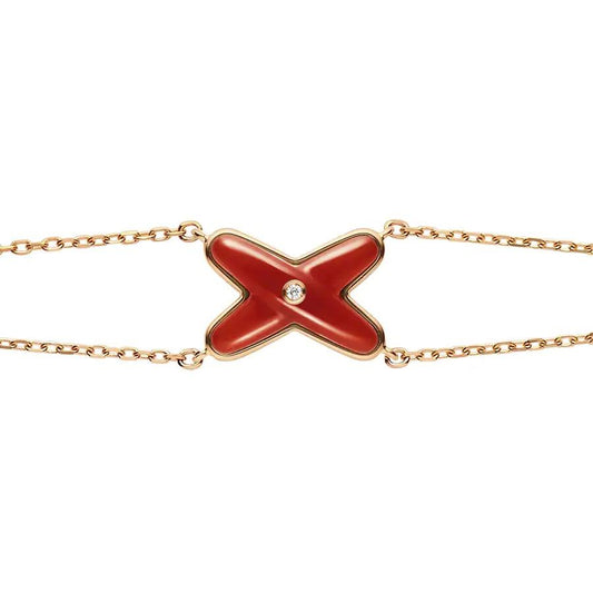 DIANA JEUX BRACELET CARNELIAN PINK GOLD 1 DIAMOND
