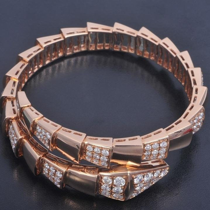 DIANA SERPENTI WIDE BRACELET PINK GOLD DIAMOND