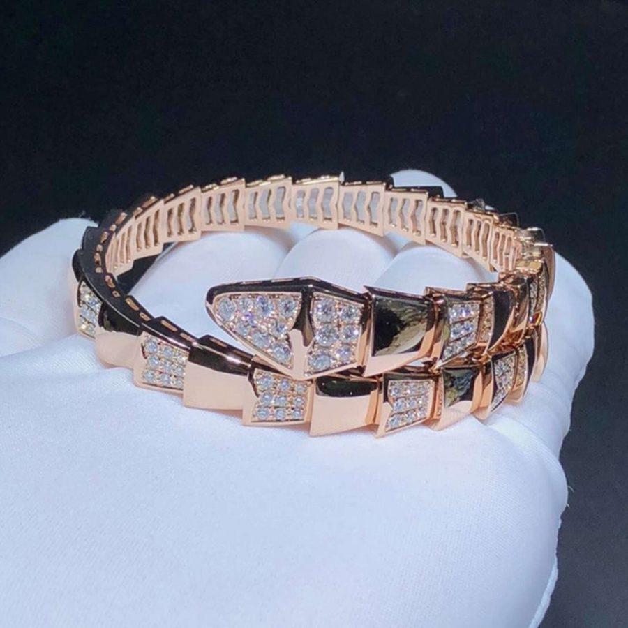 DIANA SERPENTI WIDE BRACELET PINK GOLD DIAMOND