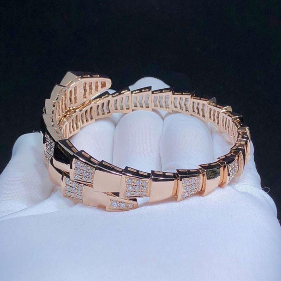 DIANA SERPENTI WIDE BRACELET PINK GOLD DIAMOND