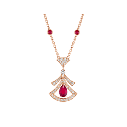 DIANA DREAM NECKLACE CARNELIAN DIAMOND PINK GOLD