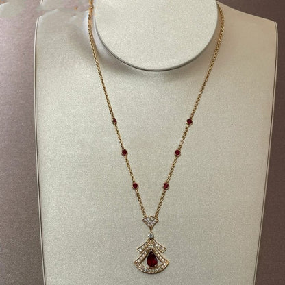 DIANA DREAM NECKLACE CARNELIAN DIAMOND PINK GOLD