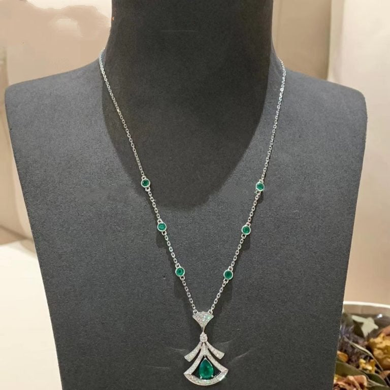 DIANA DREAM NECKLACE MALACHITE DIAMOND SILVER